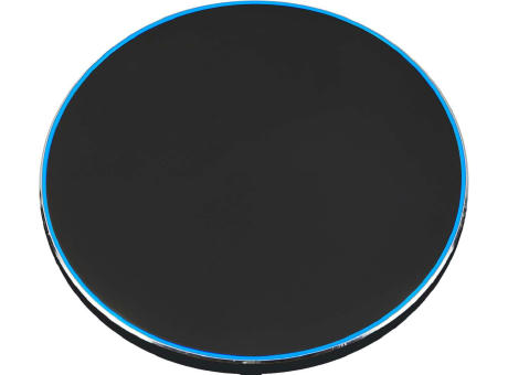 Product image Wireless Charger 15 Watt mit schwarzer Aluminiumschale und leuchtendem Rand Werbeartikel