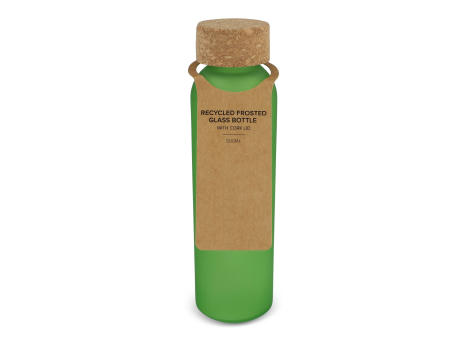 Product image Gefrostete flasche aus recyceltem Glas mit Korkdeckel 500ml bedrucken