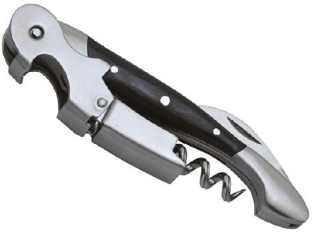 Product image Kellnermesser 'Allegro', Doppelhebel, schwarzes Staminaholz Werbeartikel