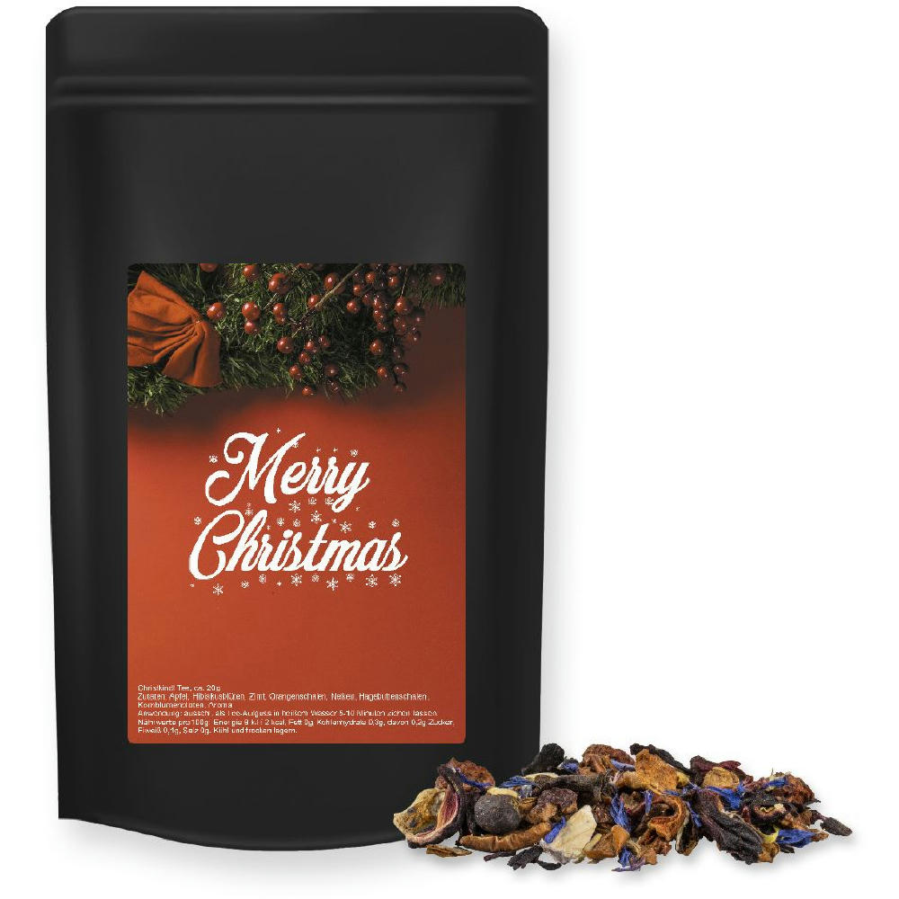 Product image Christkindl Tee, ca. 50g, Standbeutel Midi schwarz Werbeartikel