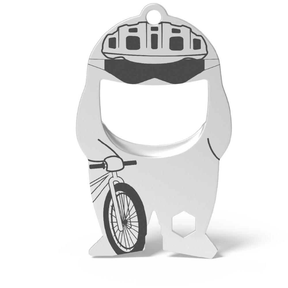 RICHARTZ fred bike: Figur als Radfahrer mit Helm und Fahrrad – Flaschenöffner zum Bedrucken mit Ihrem Logo