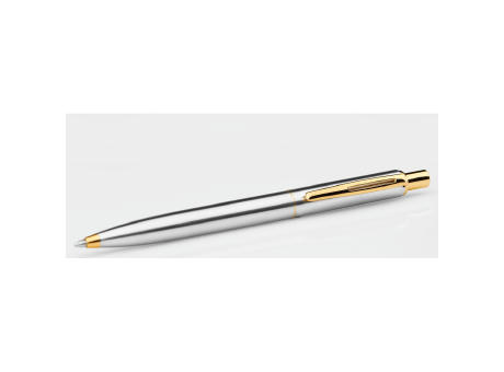 SILVERIO. Kugelschreiber aus Edelstahl mit glänzendem Gehäuse und Clip Werbeartikel