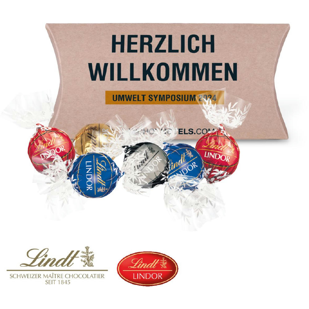 Product image Kissenverpackung "Creative" mit Lindt Lindor Pralinés Werbeartikel