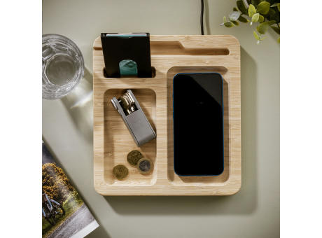 Walter Bamboo Single Dock 15W Organizer und Ladegerät Werbeartikel