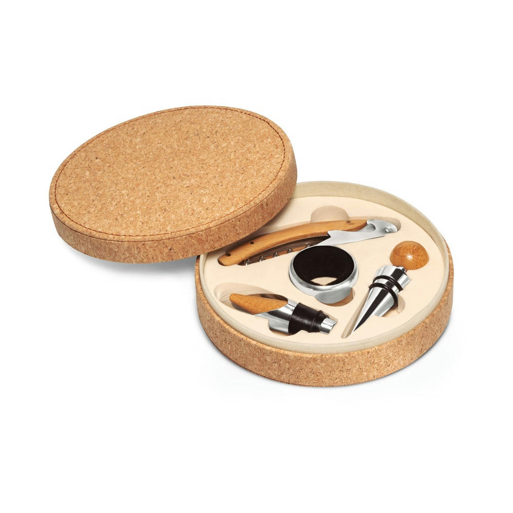 Product image MORETO. Weinset aus Metall und Holz, 4 teilig Werbeartikel