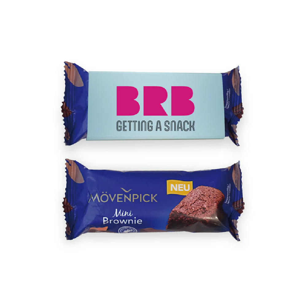 Mövenpick-Brownie im Werbeschuber Werbeartikel