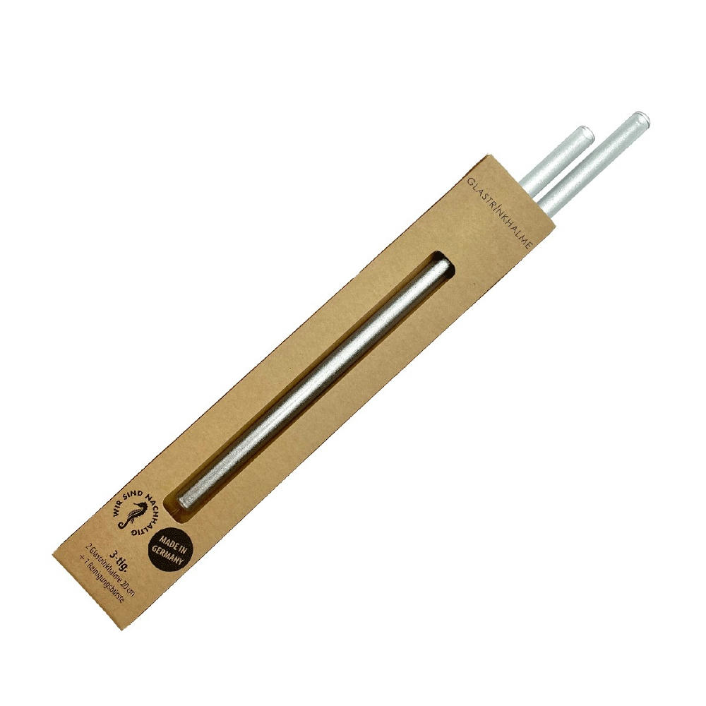ecotaste - Trinkhalmbox 2er Glas regenbogenfarbig  - Druck 1C Werbeartikel