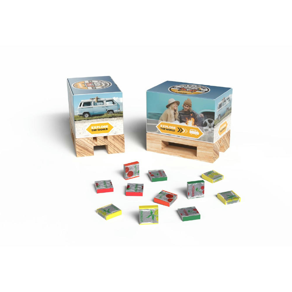 Product image Fruchtkaramellen in Geschenk Mini-Palette klein Werbeartikel