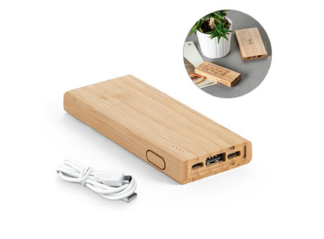 Product image KOHN. Powerbank 5'000 mAh aus Bambus Werbeartikel