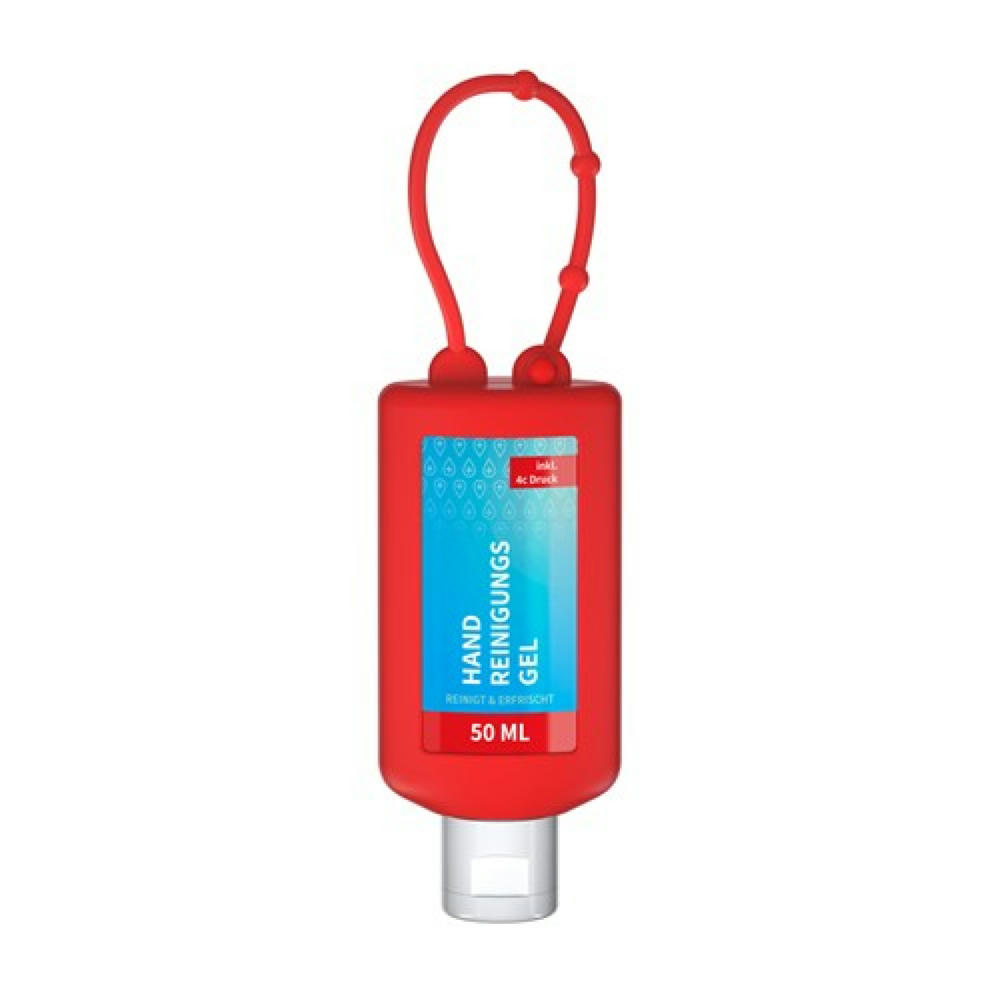 Product image 50 ml Bumper rot - Handreinigungsgel (alk.) - Body Label Werbeartikel
