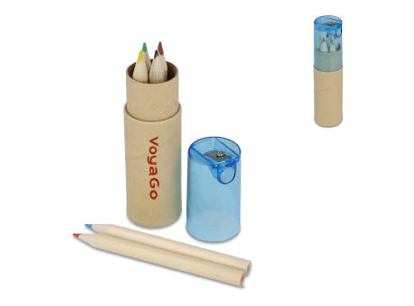 Buntstifte in Pappröhre mit Anspitzerdeckel bedrucken