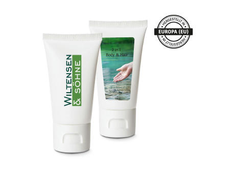 Pflegetube Basic 50 ml - 2in1 Duschgel Body & Hair sensitiv mit Aloe Vera und Panthenol Werbeartikel
