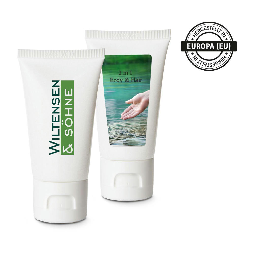 Product image Pflegetube Basic 50 ml - 2in1 Duschgel Body & Hair sensitiv mit Aloe Vera und Panthenol Werbeartikel
