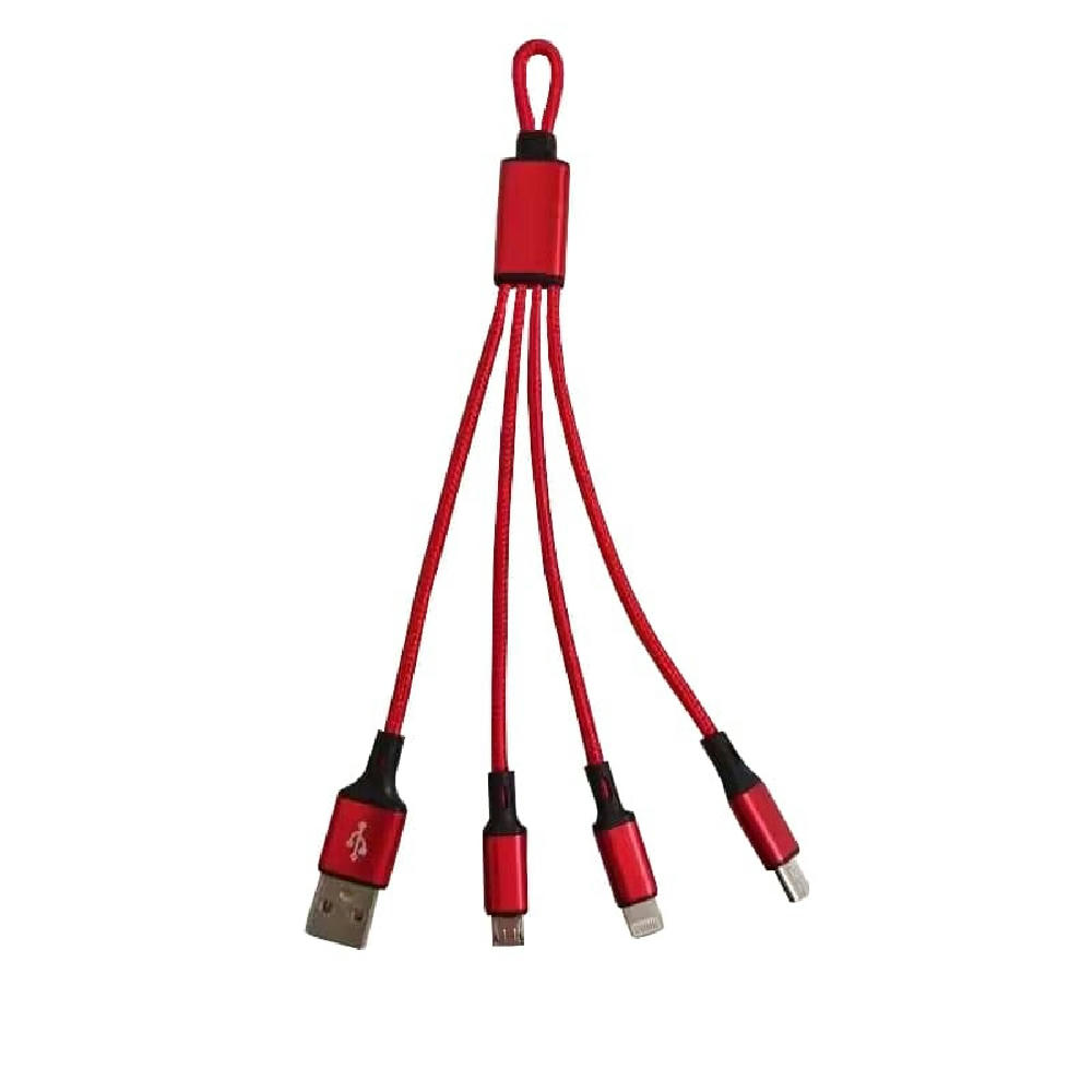 3in1 Mini Nylon Ladekabel 19,5cm Blau Werbeartikel