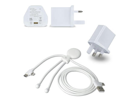 2090 - Xoopar Mr. Bio Langes Ladekabel + UK Stecker Adapter Werbeartikel