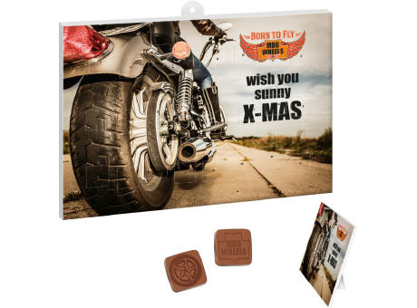 Adventskalender mit 1 – 24 personalisierten Schoko-Formen Werbeartikel