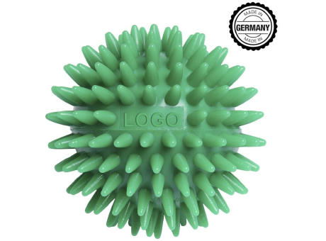 Massageball / Igelball mit rechteckiger Prägung, "Made in Germany" bedrucken