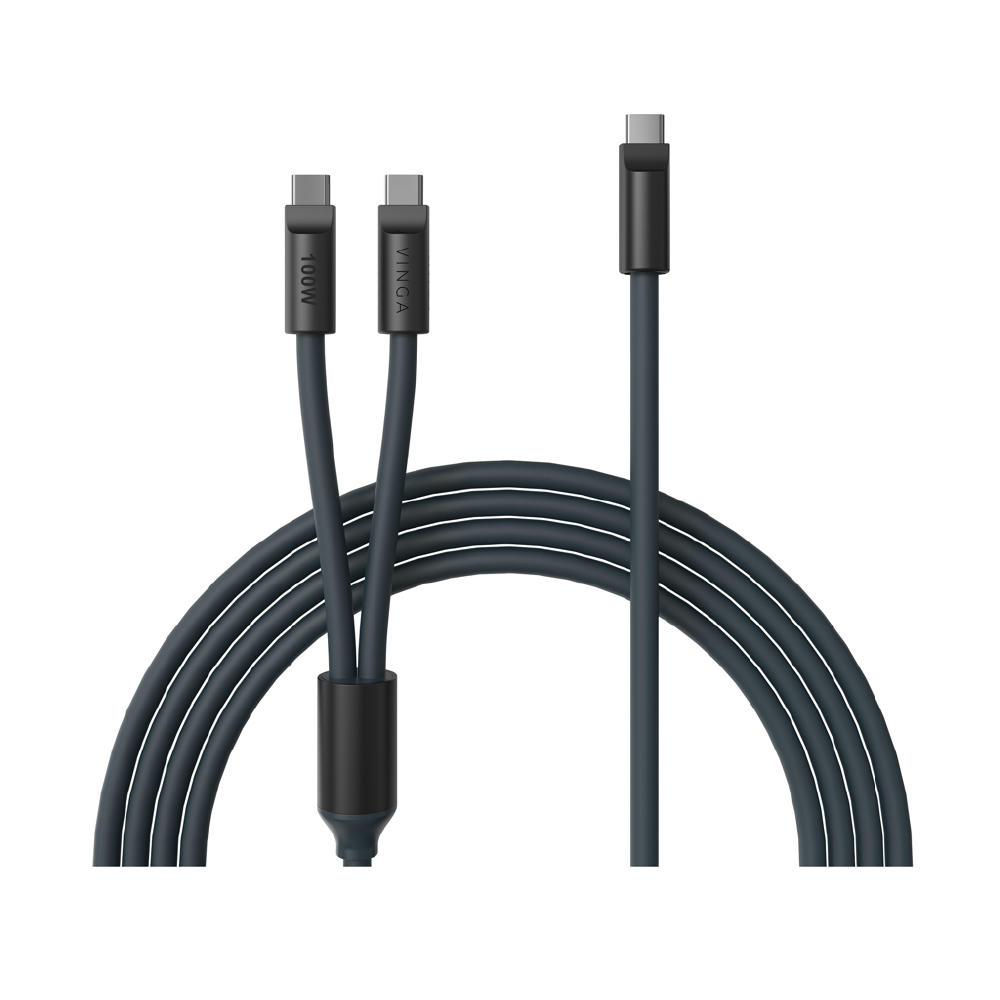 VINGA Baltimore Silikon-Multiladekabel, Type-C to 2x Type-C Werbeartikel