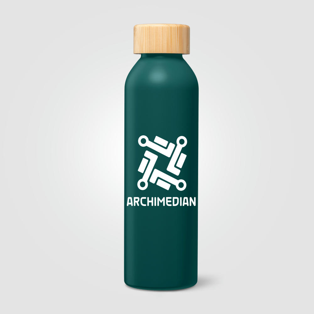 Eden Trinkflasche mit Bambusverschluss aus recyceltem Edelstahl - 590 ml Werbeartikel