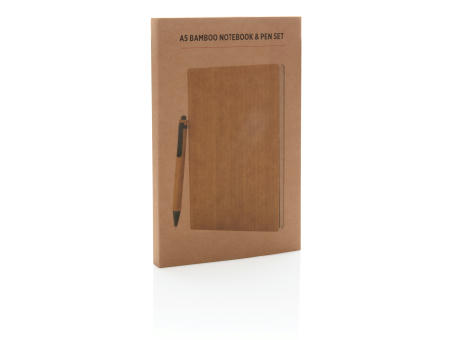 A5 Bambus Notizbuch & Stift bedrucken