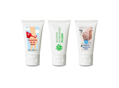 Pflegetube Basic 50 ml - Hand- und Nagelcreme sensitiv mit Aloe Vera, Sheabutter, Mandelöl & Avocadoöl Werbeartikel