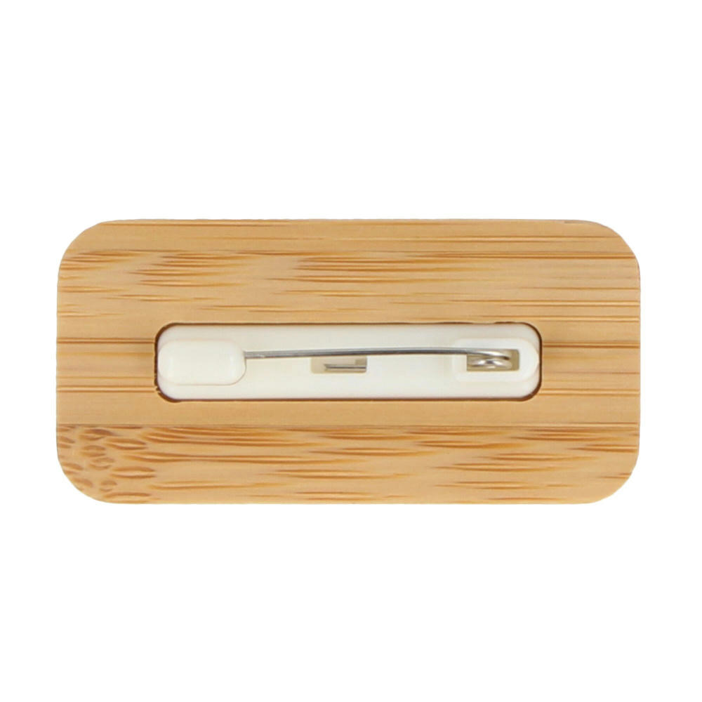 Namensschild aus Bambus mit Anstecknadel Werbeartikel