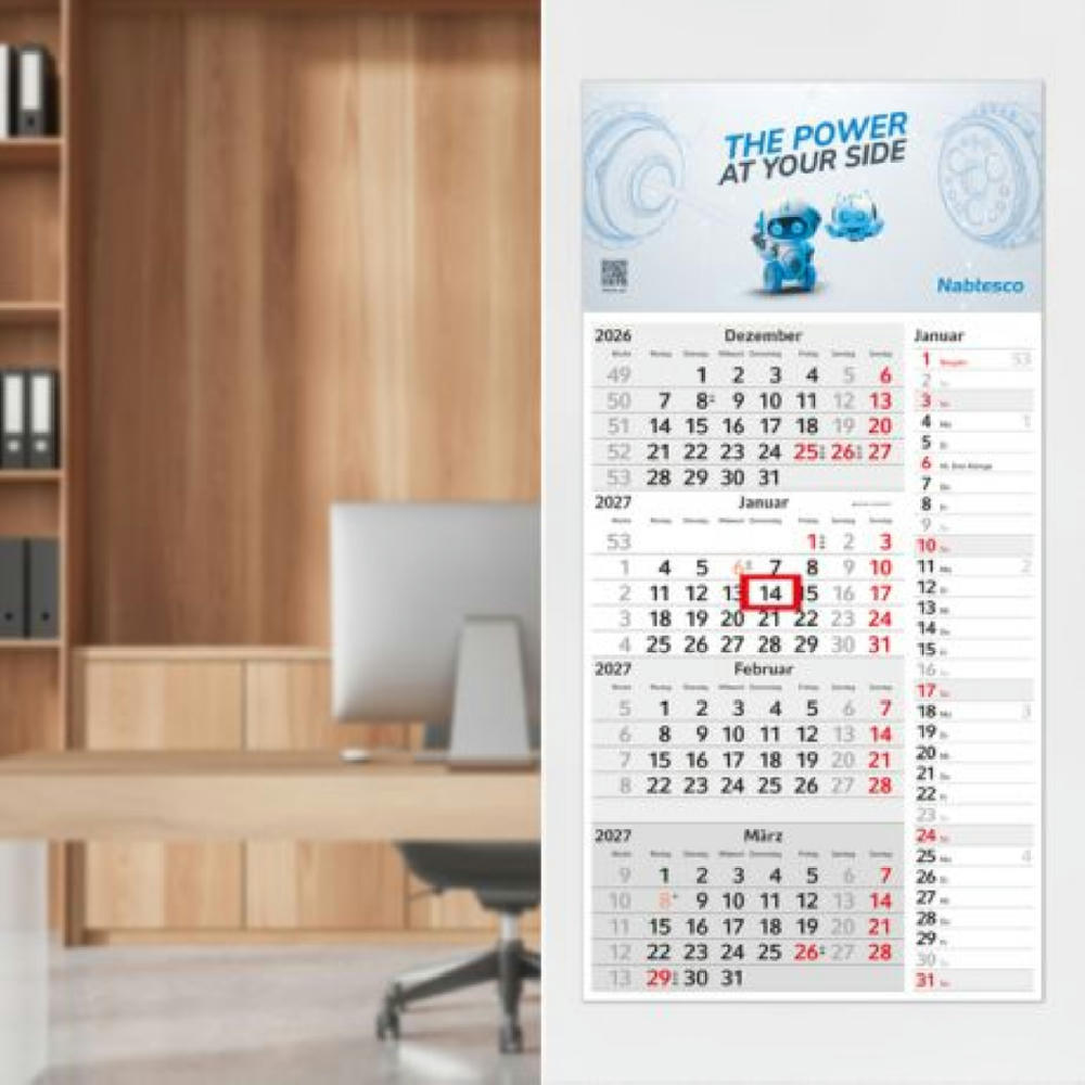 4-Monatskalender Einblatt Konzept 4 Post EXPRESS mit Streifenkalendarium Werbeartikel