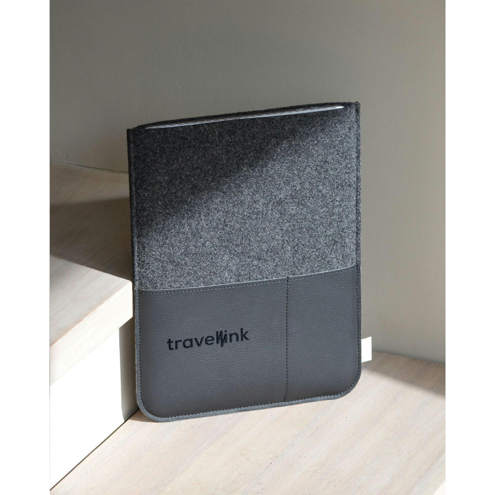 Recycled Felt & Apple Leather Laptop Sleeve 16" Werbeartikel