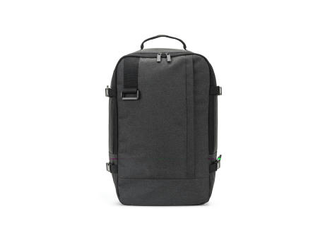 CIES. Rucksack, entwickelt um die von den Fluggesellschaften geforderten Massvorgaben zu erfüllen, aus hochdichtem, recyceltem 600D-Polyester bedrucken