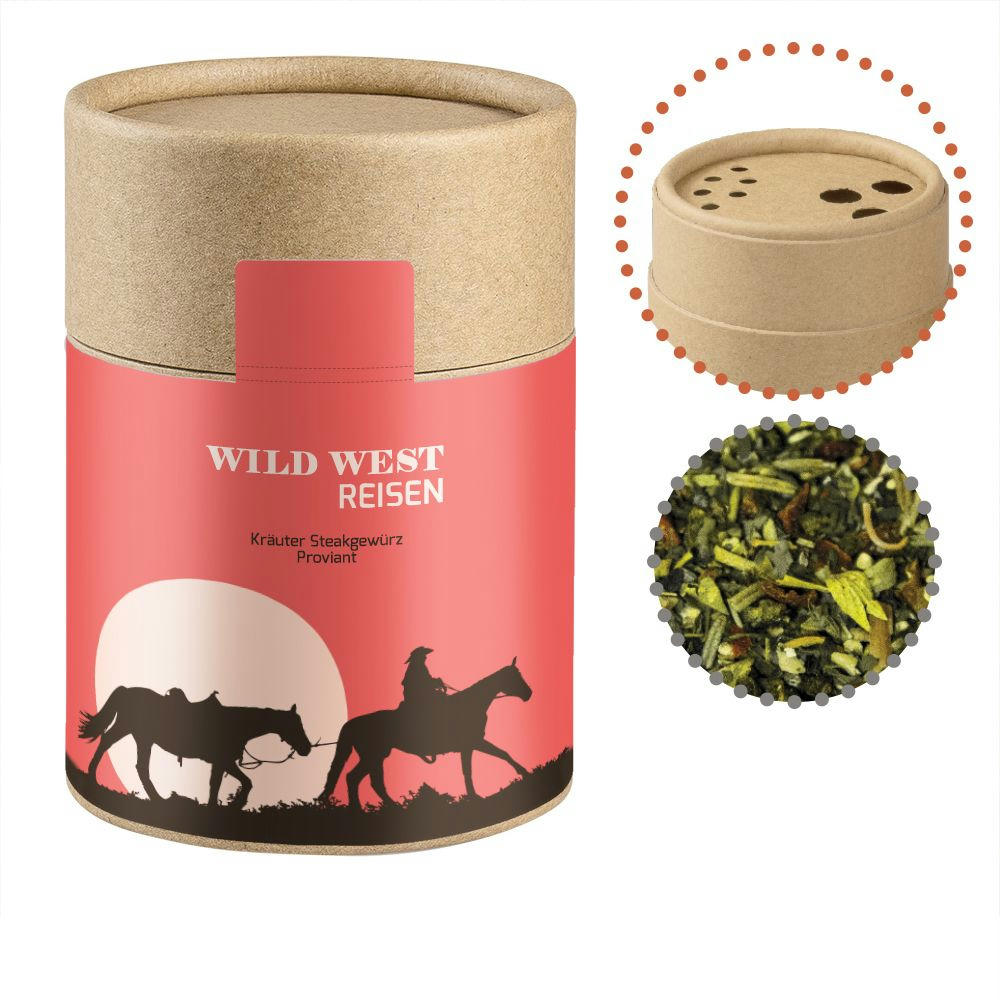 Product image Gewürzmischung Kräuter-Steakgewürz, ca. 45g, Kraftpapierstreuer Midi Werbeartikel