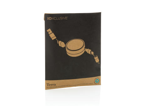 Terra aufrollbares 6-in-1 45W-Kabel aus RCS recyc. Aluminium Werbeartikel