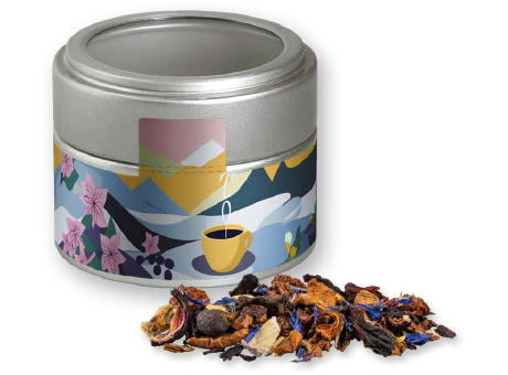 Product image Christkindl Tee, ca. 30g, Metalldose Mini mit Sichtfenster silber Werbeartikel