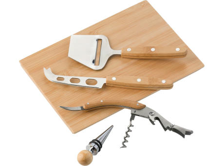 Käse- und Weinset aus Bambus Patrick Werbeartikel