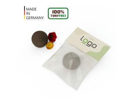 Seedball – Flower-Ball "Bienenwiese" im Pergaminbeutel - torffrei Werbeartikel