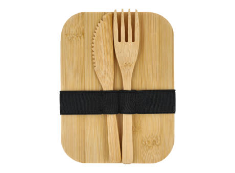 Edelstahl-Brotdose mit Bambusdeckel Werbeartikel