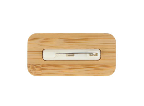 Namensschild aus Bambus mit Anstecknadel bedrucken