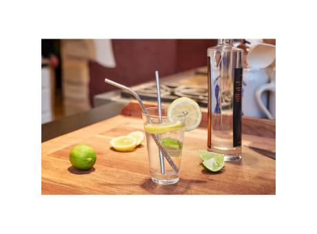 Strohhalm-Set "Steel" Werbeartikel