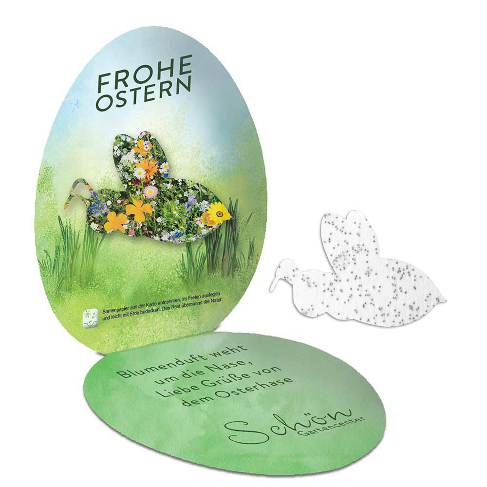 Product image Samenpapier in Klappkärtchen Ei - Bienchen Werbeartikel