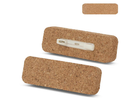 Namensschild Kork mit Anstecknadel bedrucken