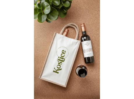 Jute Canvas Double Wine Bag Weintasche Werbeartikel
