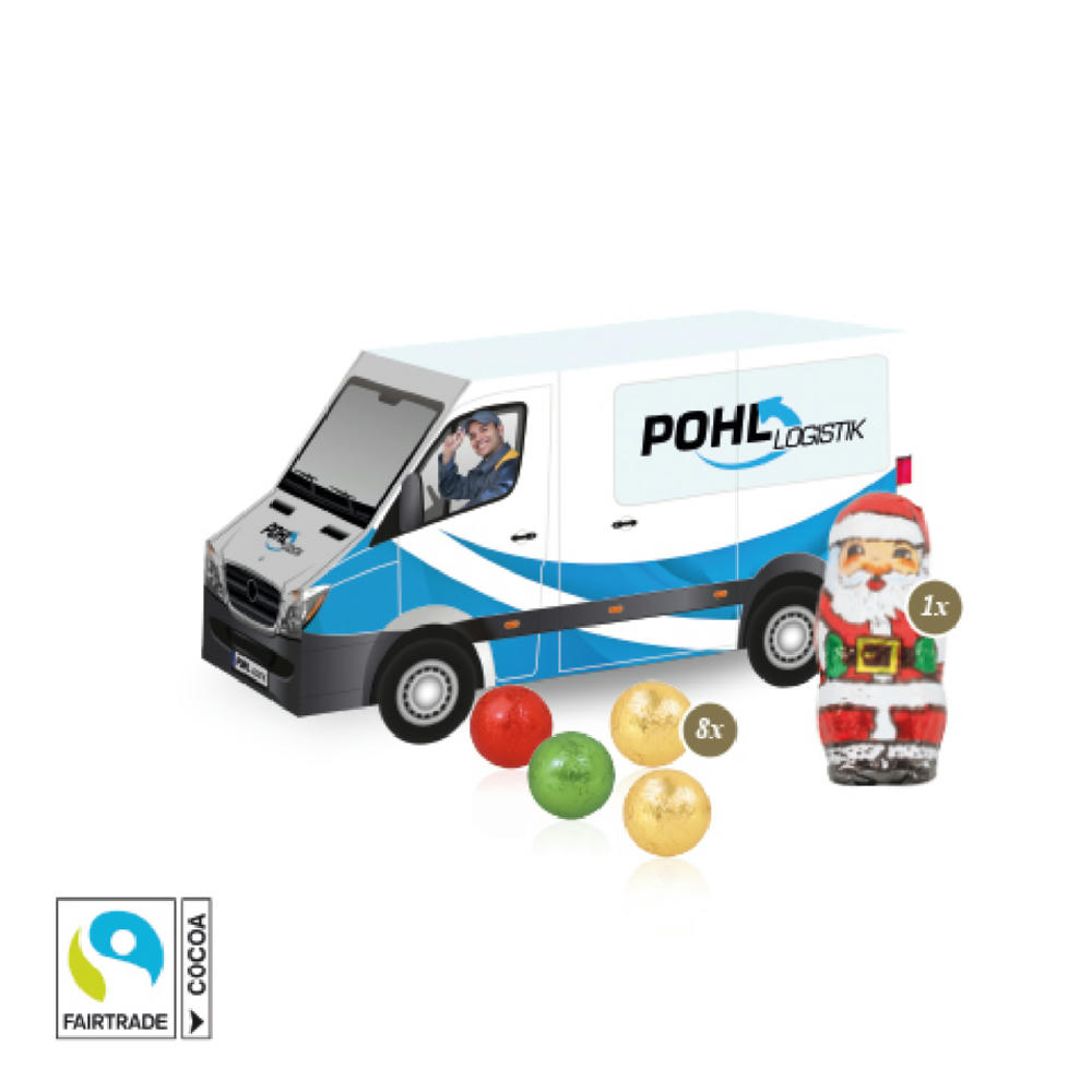Product image 3D Präsent "Transporter" mit Fairtrade® Schokolade Werbeartikel