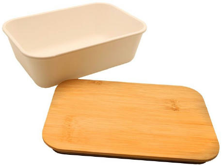 Bento 'Ikoma', weiss, mit Bambusdeckel Werbeartikel