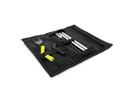 Tierra 2-teiliges Trinkhalm- und Besteckset Werbeartikel