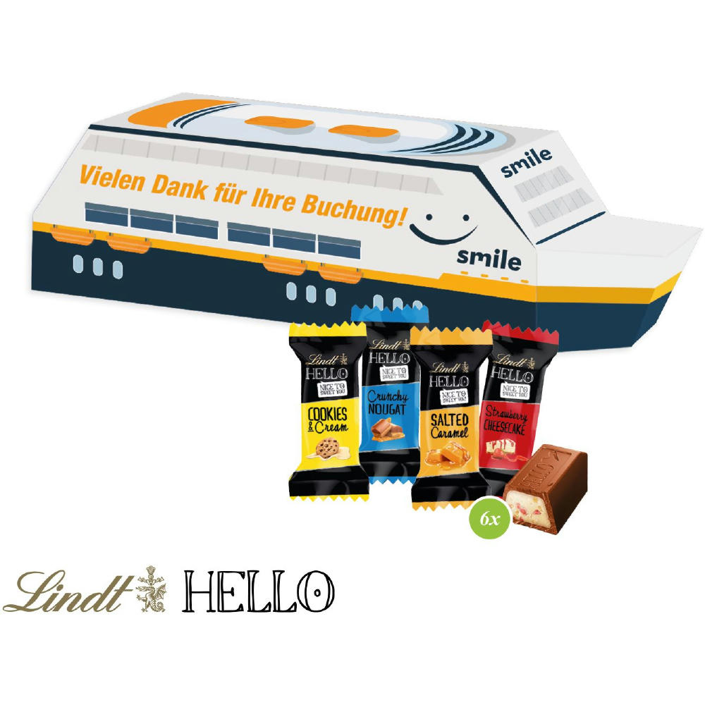 Product image 3D Präsent "Schiff" mit Lindt HELLO Mini Werbeartikel