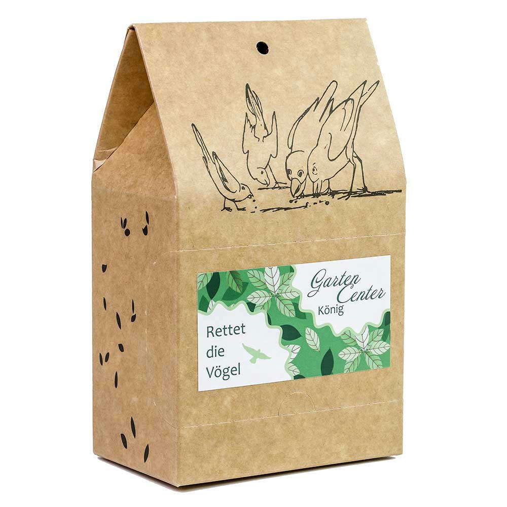 Vogelfutter To-Go - Werbeaufkleber Werbeartikel