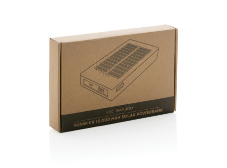 Product image Sunwick 10.000mah Bambus Solar Powerbank bedrucken