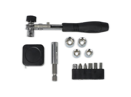 13-teiliges Werkzeugset in Bambusbox Werbeartikel