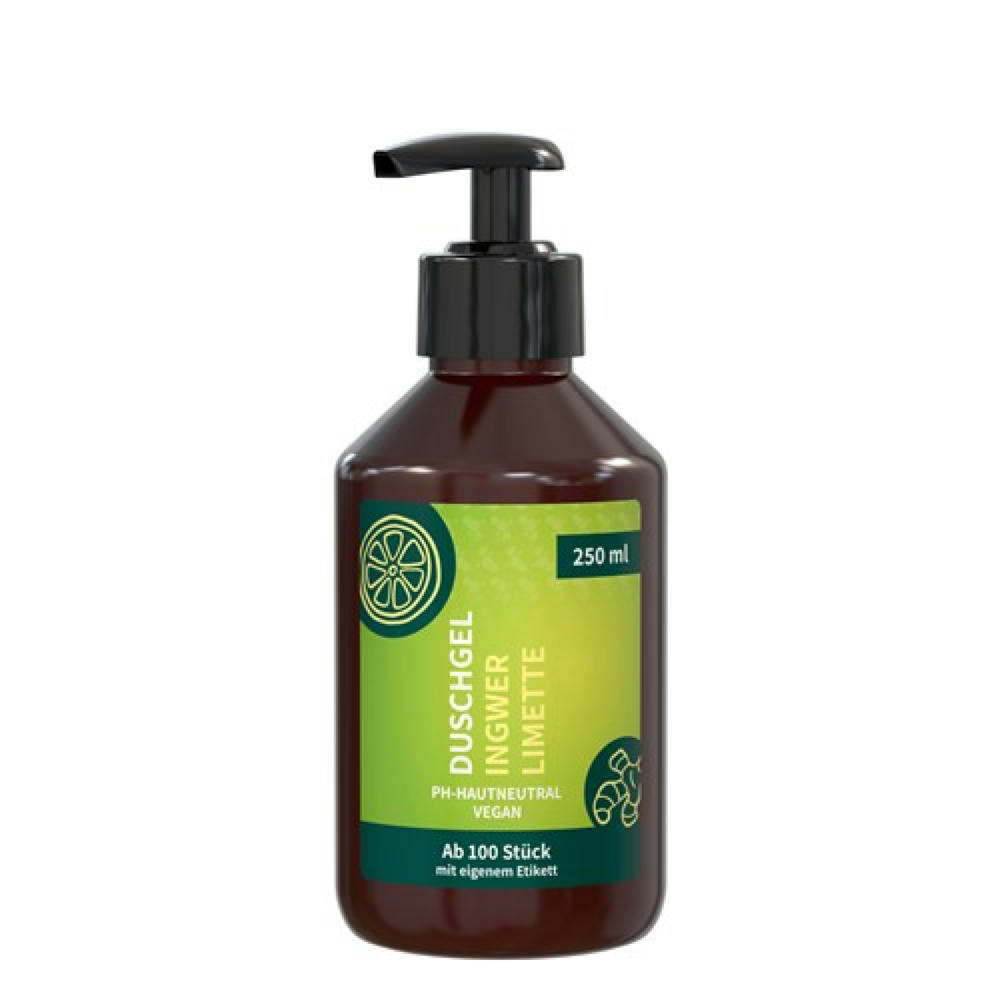 250 ml Spender - Duschgel Ingwer-Limette - Body Label Werbeartikel