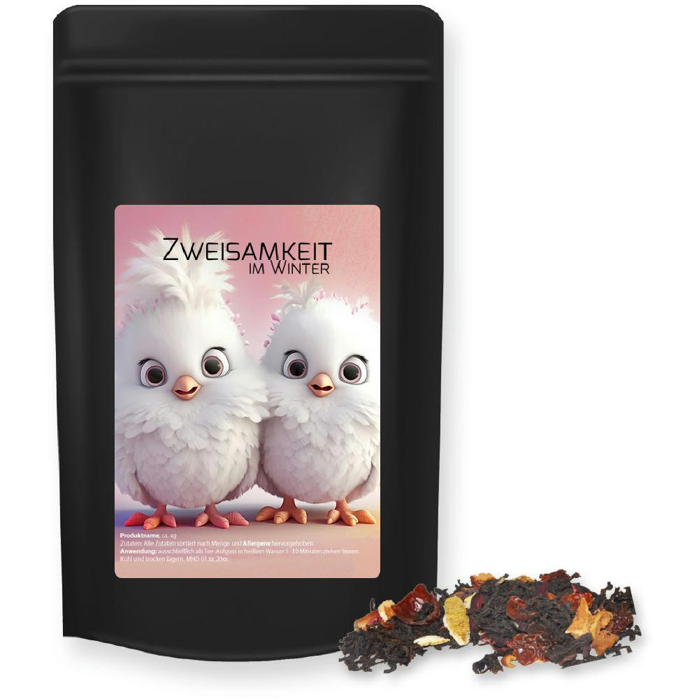 Product image Weihnachts Schwarztee, ca. 55g, Standbeutel Midi schwarz Werbeartikel