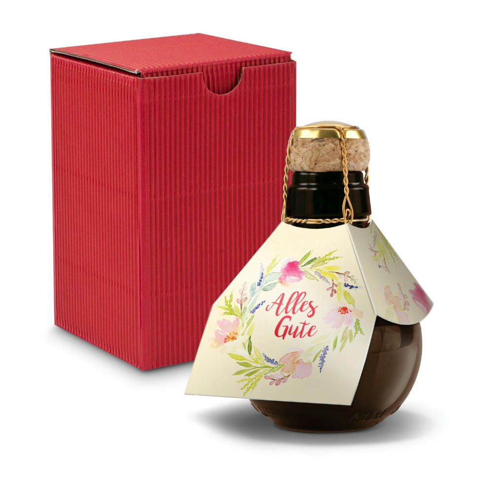 Kleinste Sektflasche der Welt! Alles Gute - Inklusive Geschenkkarton in Gelb, 125 ml Werbeartikel